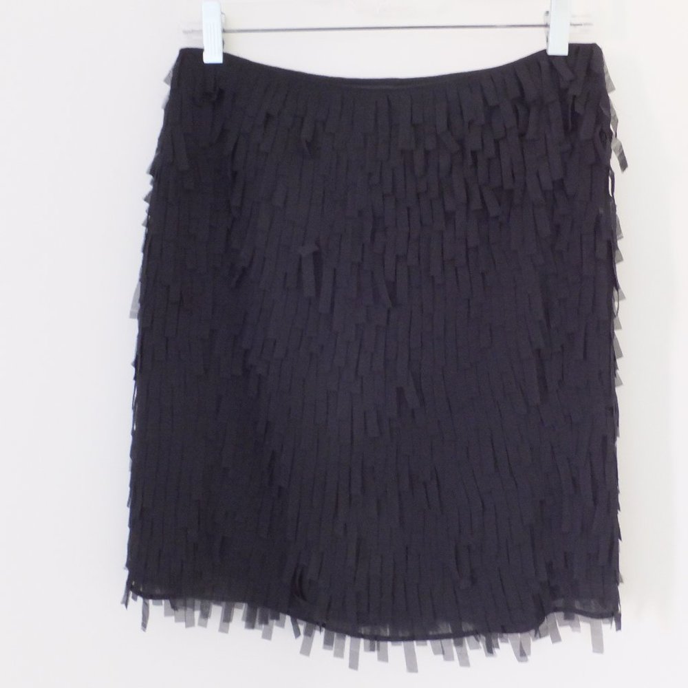 Ann Taylor Black Fringe Skirt